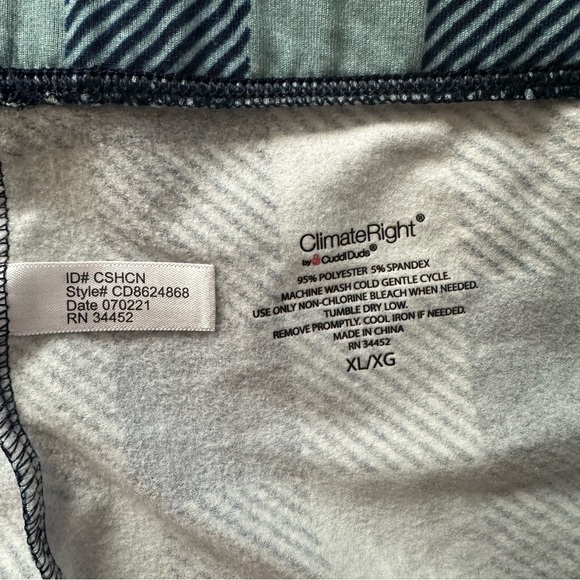 Climate Right by CuddlDuds Women’s Blue & Navy Plaid Pajama Pants Sz XL GUC - Picture 4 of 5